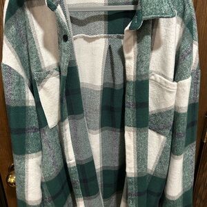 Amazon Green and White Plaid Pea Coat
